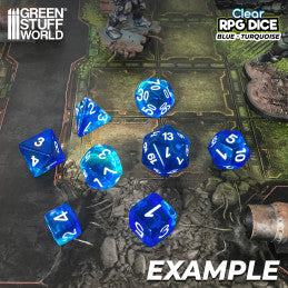 36x D6 12mm Dice - Clear Blue/Turquoise