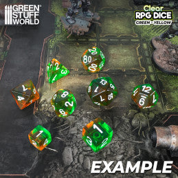 36x D6 12mm Dice - Clear Orange/Green