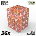 36x D6 12mm Dice - Clear Pink/Orange