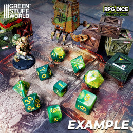 36x D6 12mm Dice - Green Swirl