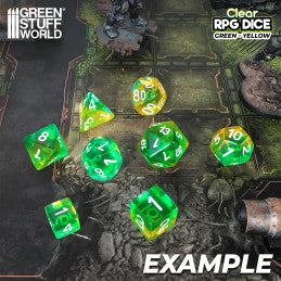36x D6 12mm Dice - Clear Green/Yellow