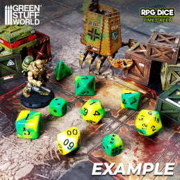 36x D6 12mm Dice - Lime Swirl