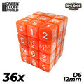 36x D6 12mm Dice - Orange