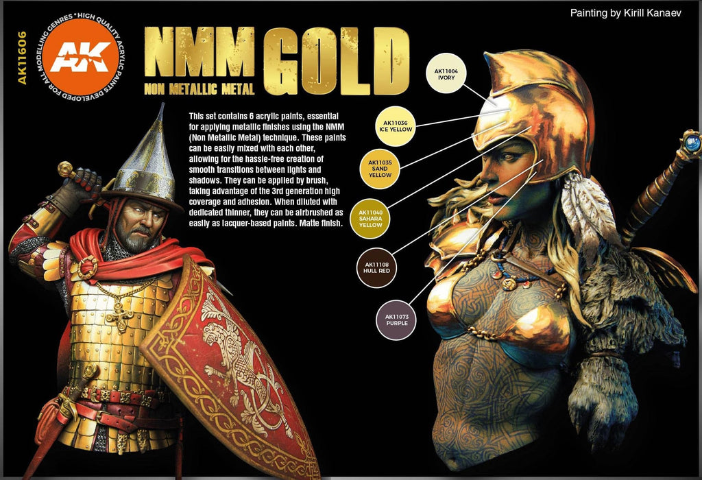 AK Interactive 3G Non Metallic Metal - Gold Set