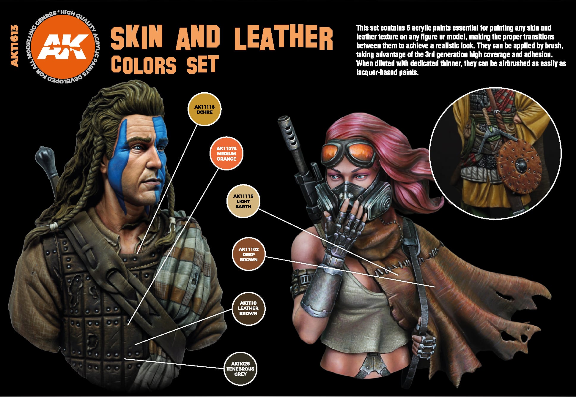 AK Interactive 3G Skin and Leather Colors Set