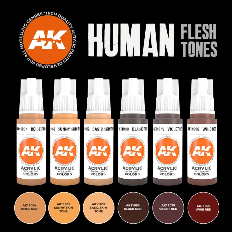AK Interactive 3G Human Flesh Tone Set