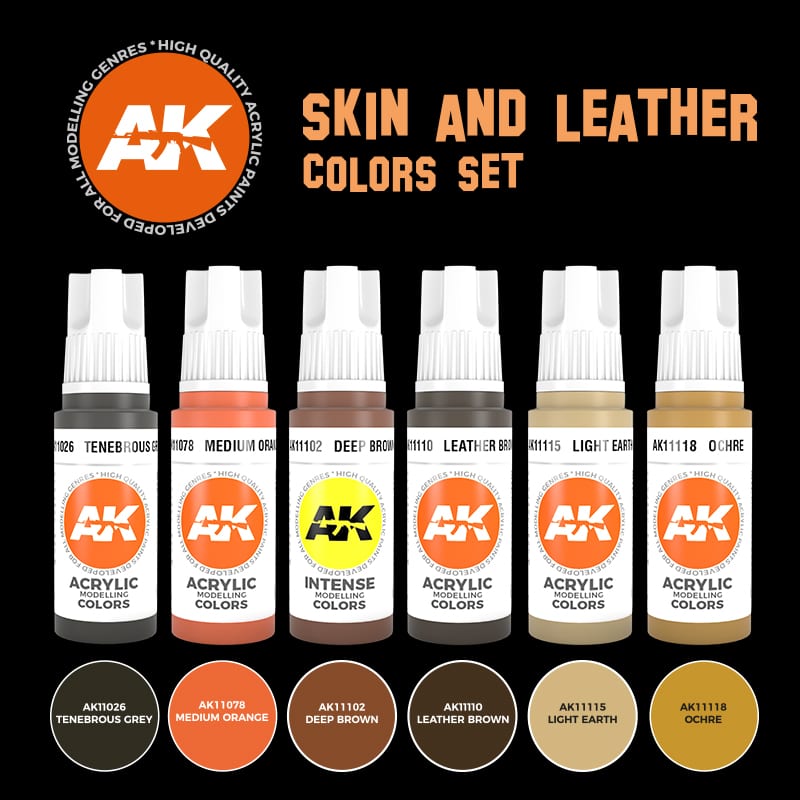 AK Interactive 3G Skin and Leather Colors Set