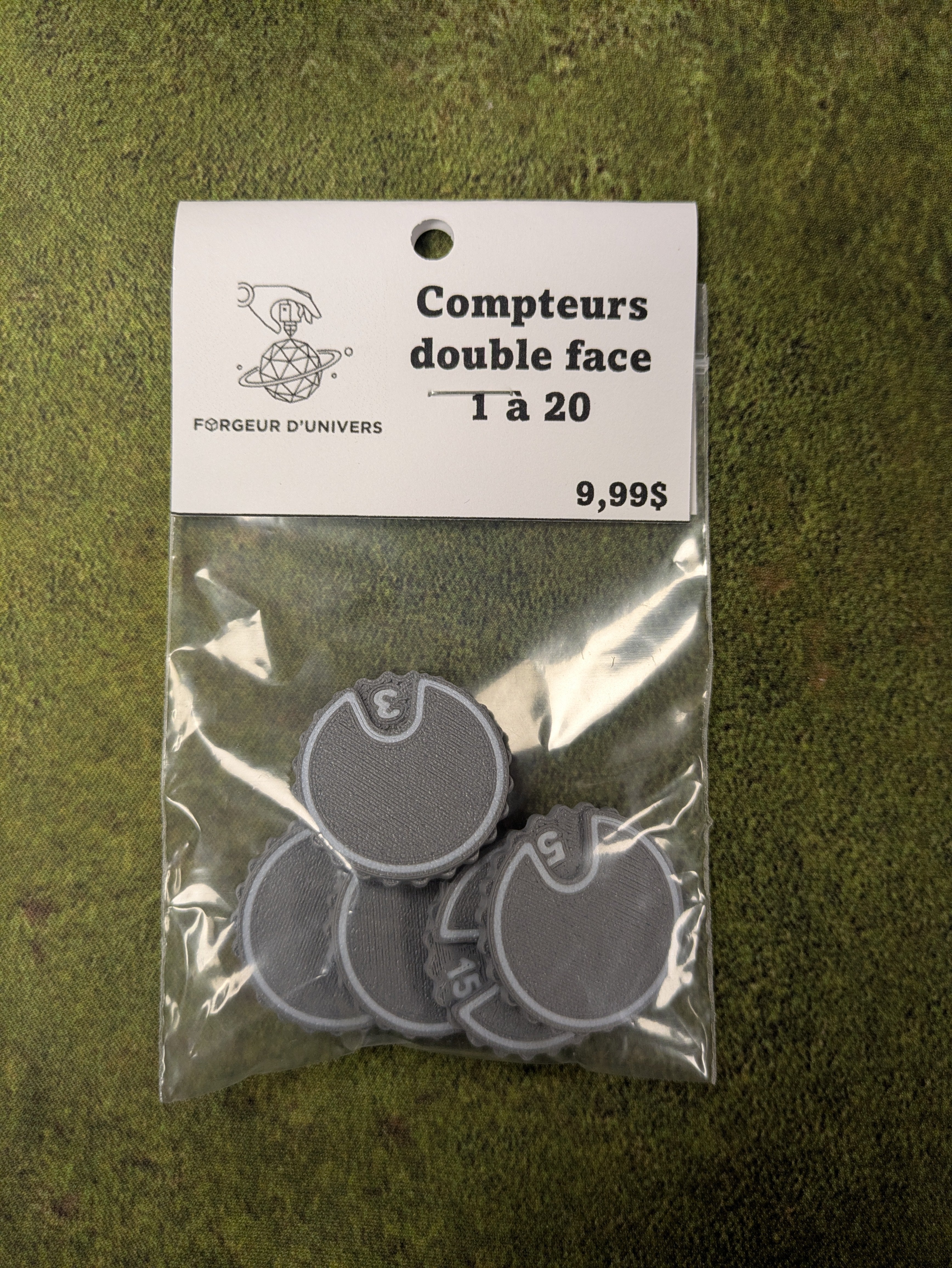 Compteurs double face gris 1 à 20