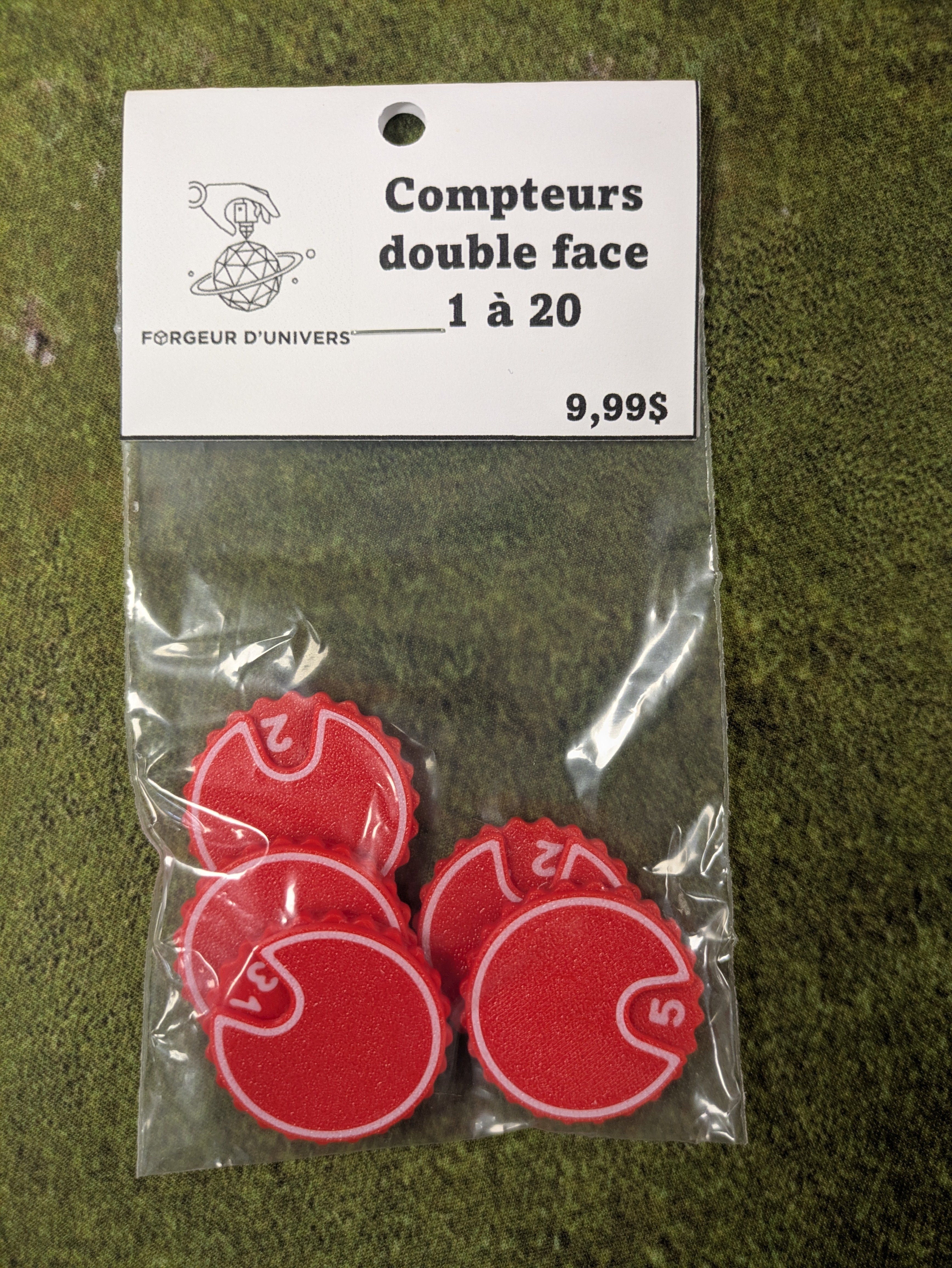 Compteurs double face rouge 1 à 20